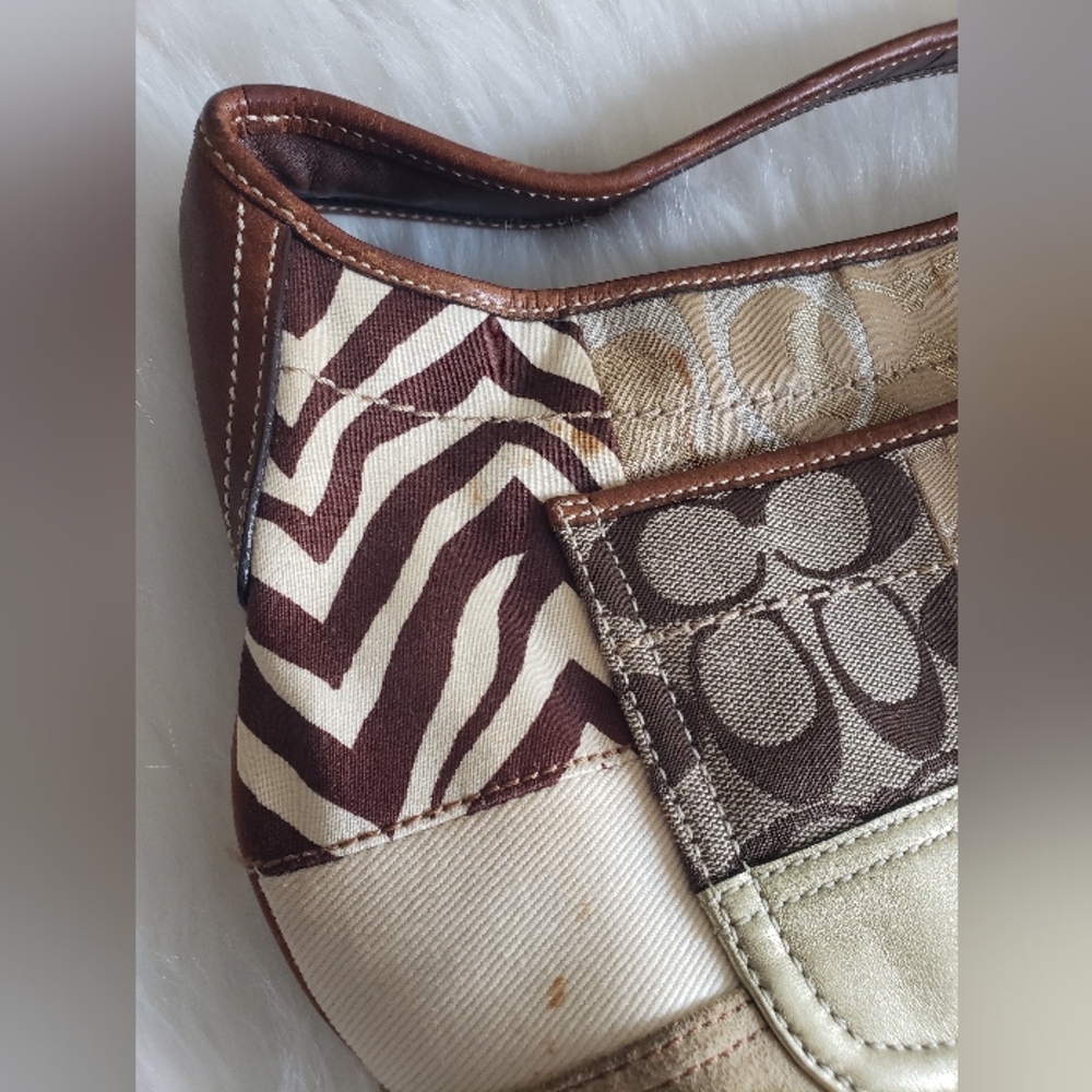 Vintage Multi Pattern Coach Patchwork Handbag Purse - Picture 3 of 13